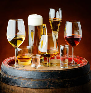 A photo of a selection of alcohol free beers, wines, and spirits