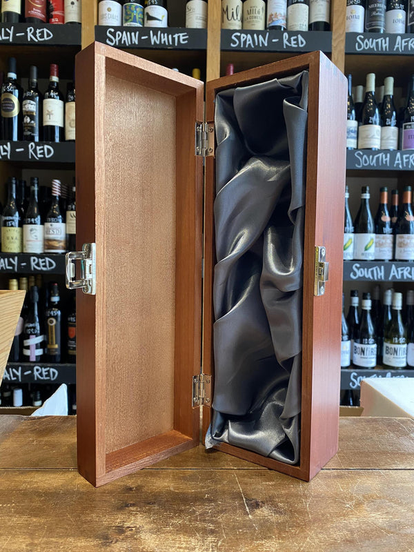One Bottle Luxury Elm Wood Box with Hinged Lid